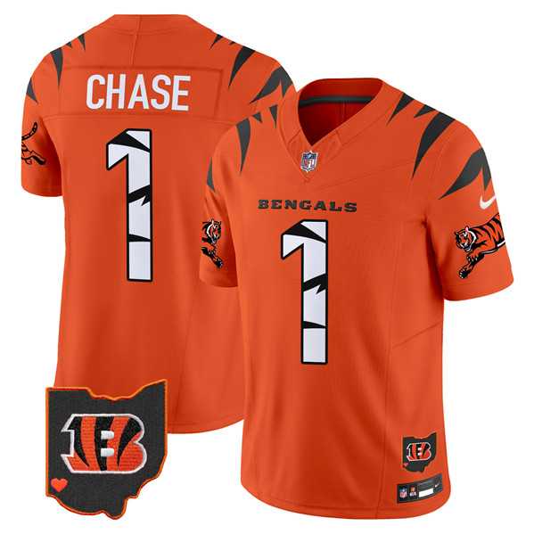 Men%27s Cincinnati Bengals #1 Ja%27Marr Chase Orange F.U.S.E. Special Vapor Untouchable Limited Stitched Jersey Dyin->cincinnati bengals->NFL Jersey